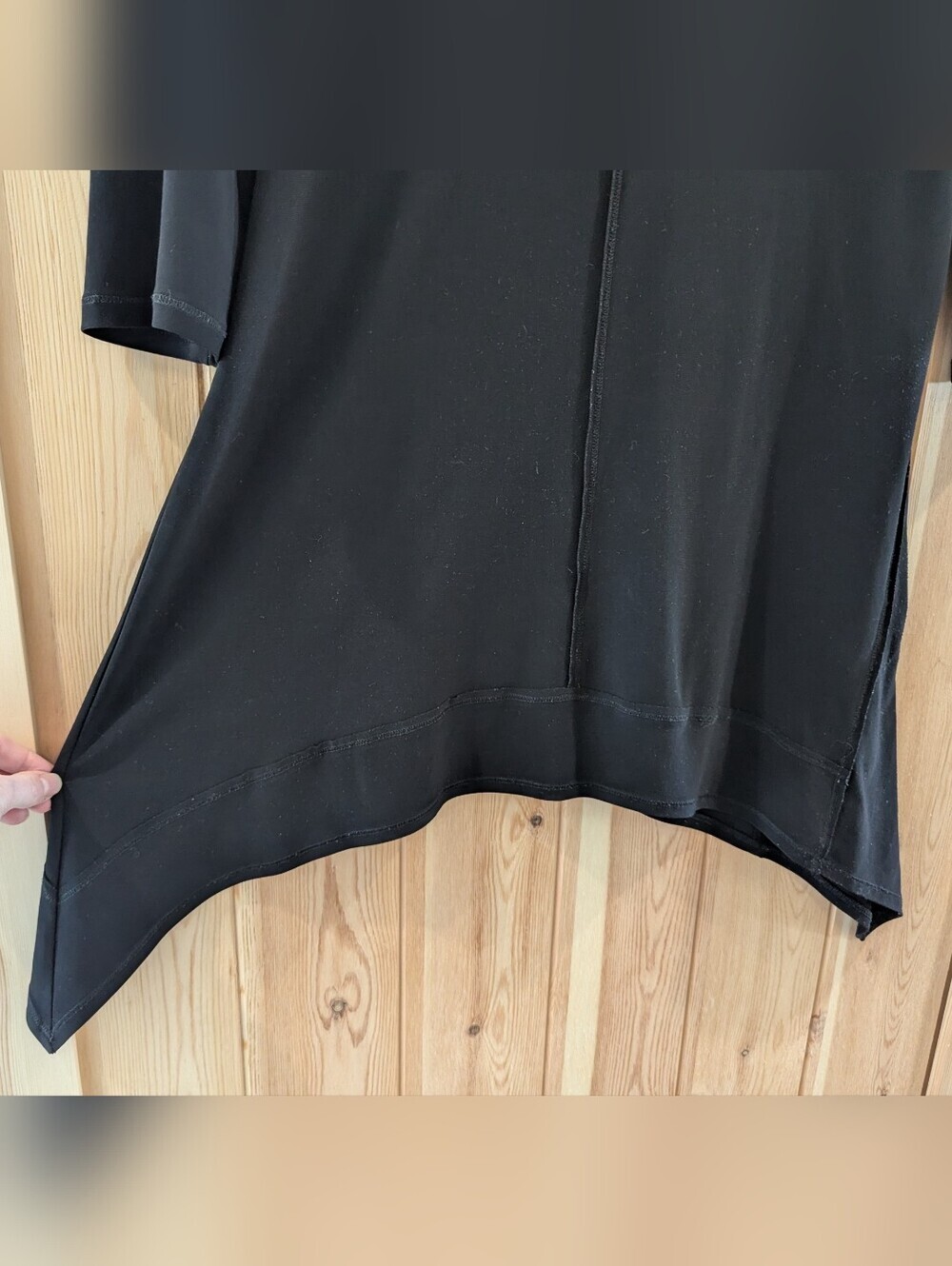 Joseph Ribkoff Black Draped Cowl-Neck Tunic with Roll-Tab Sleeves - Picture 5 of 7